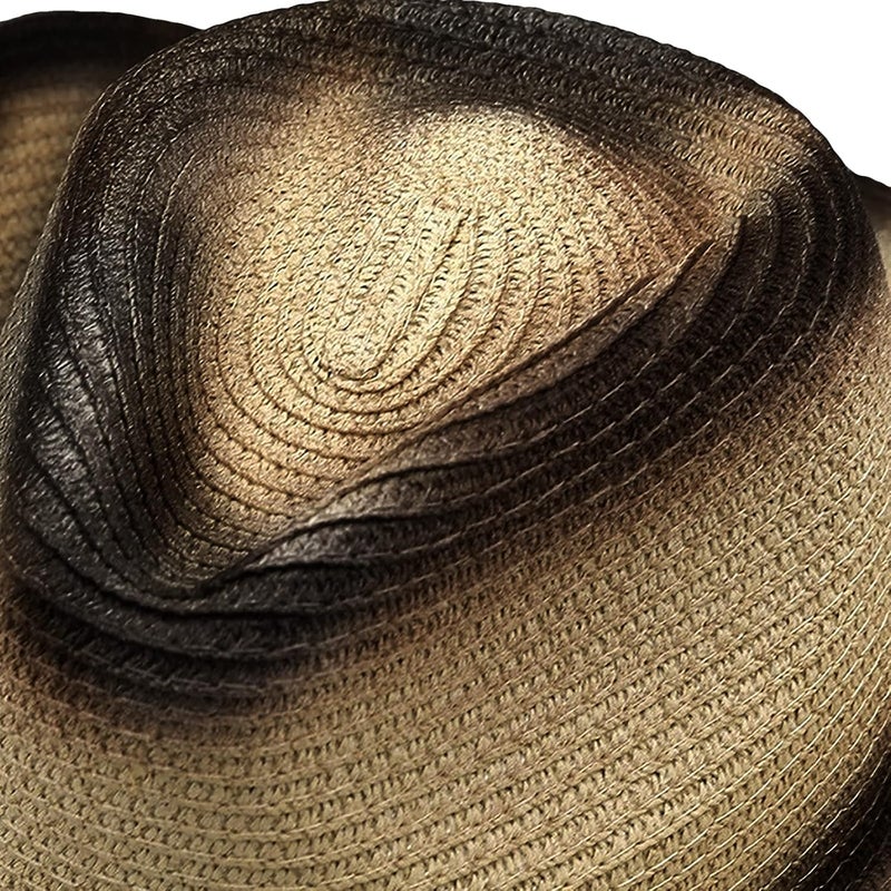 Holiberty Mens Straw Cowgirl Cowboy Hat Women Floppy Packable Wide Brim Sun Hat UPF50 Western Panama Travel Beach Cap Fedora Bucket Hat - Image 5